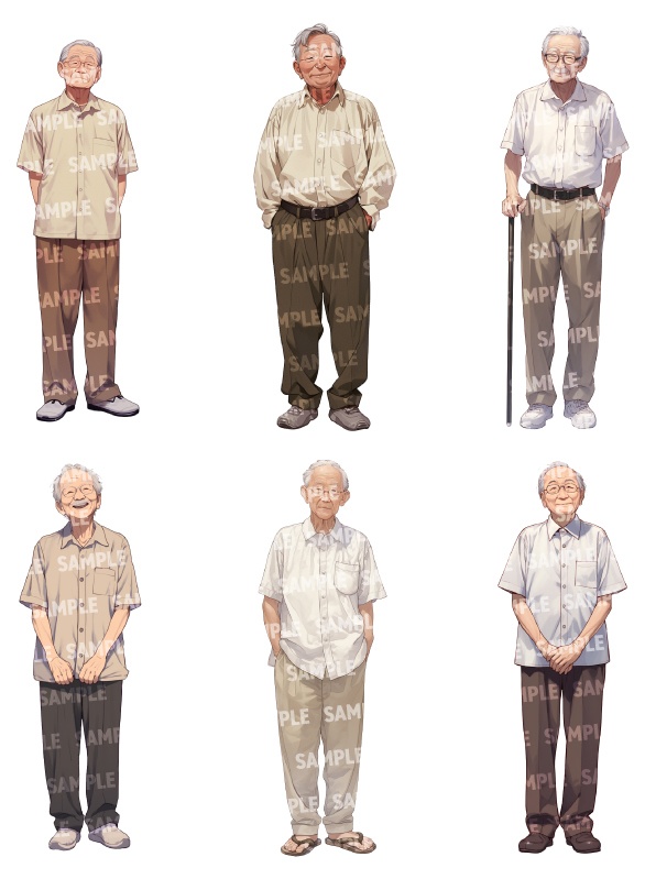 【立ち絵30点】老人|男性/差分あり(png)