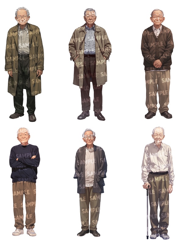 【立ち絵30点】老人|男性/差分あり(png)