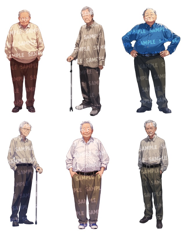 【立ち絵30点】老人|男性/差分あり(png)