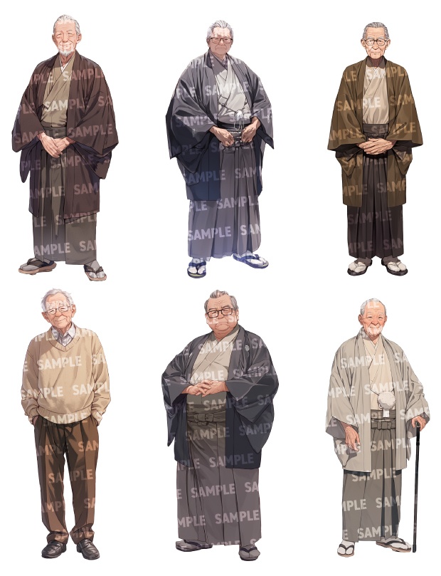 【立ち絵30点】老人|男性/差分あり(png)