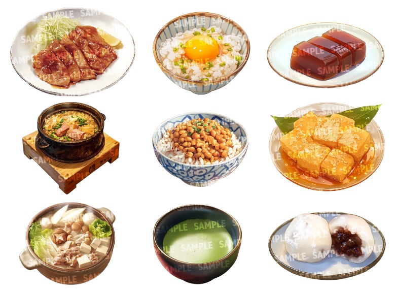 【透過素材80点】和食(png)