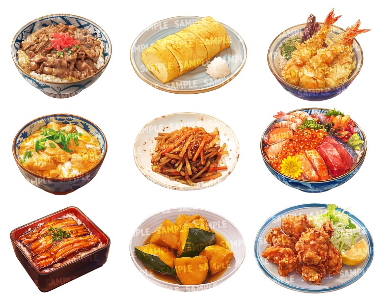 【透過素材80点】和食(png)