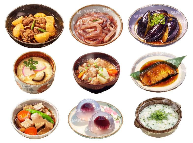 【透過素材80点】和食(png)