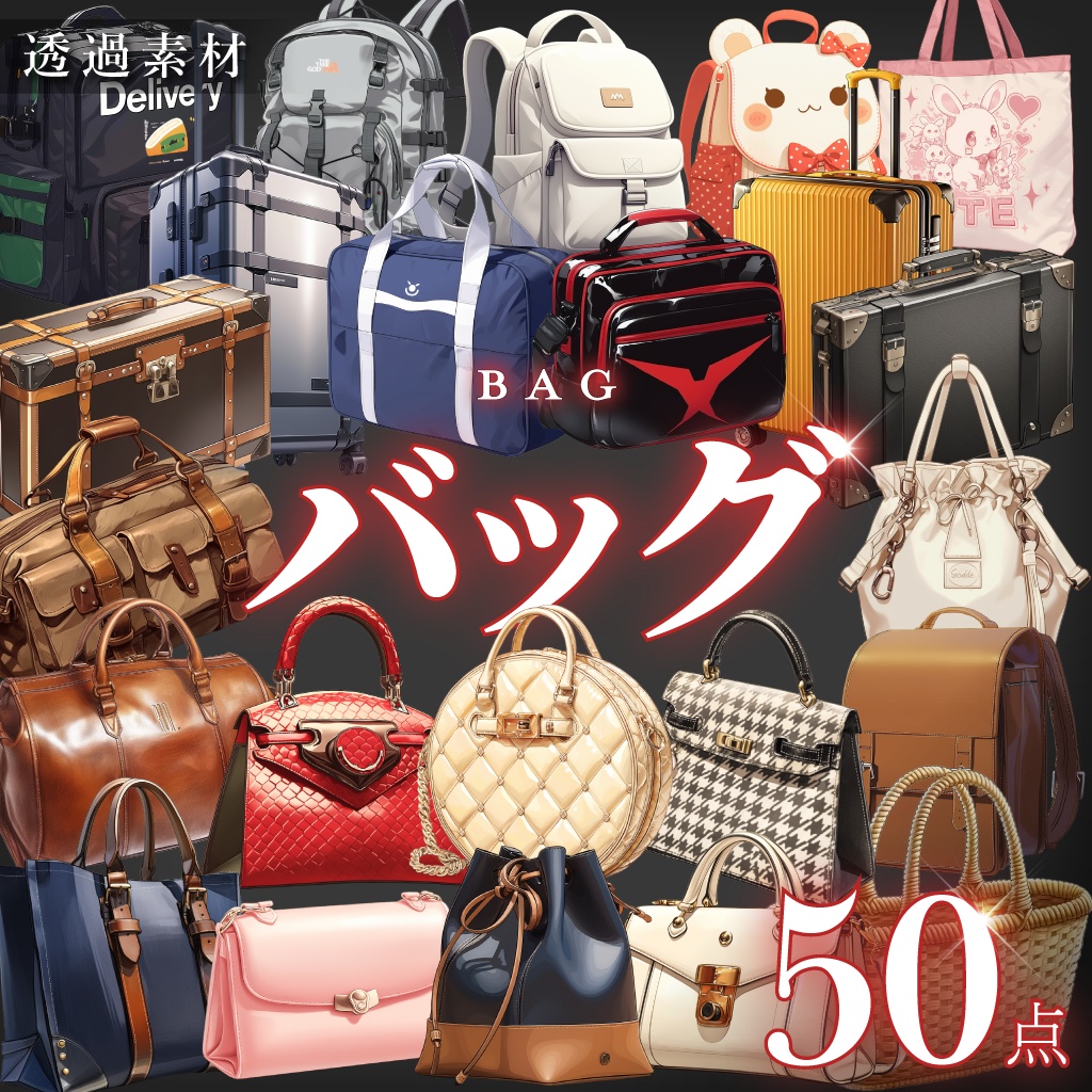 【透過素材50点】バッグ（png）