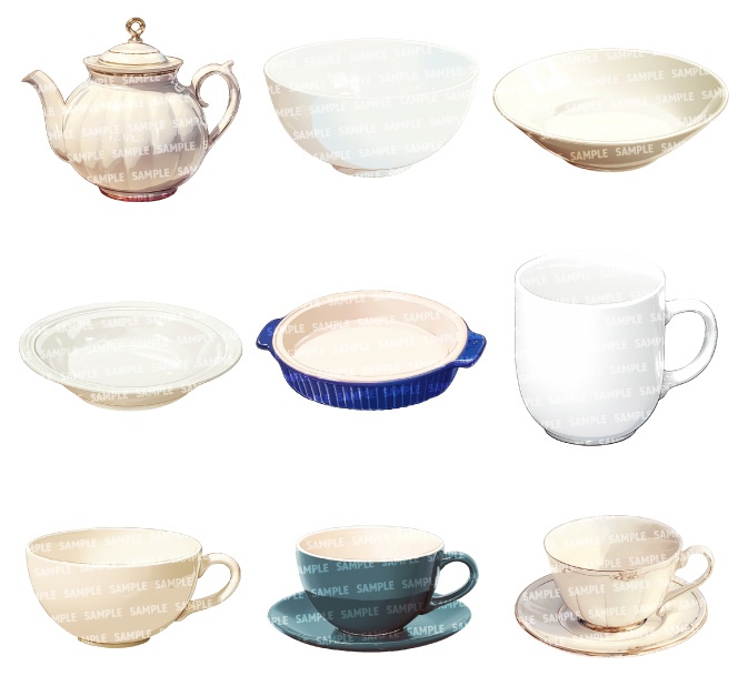 【透過素材70点】食器(png)