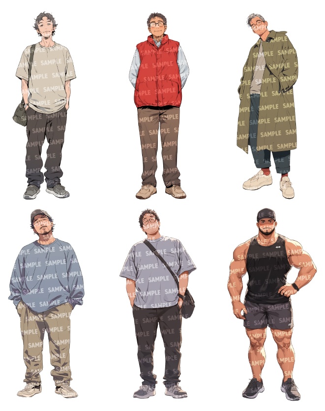 【立ち絵30点】中年|男性/差分あり(png)