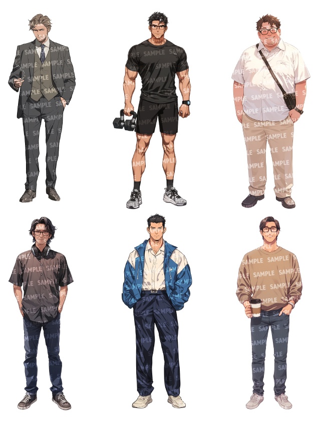 【立ち絵30点】中年|男性/差分あり(png)