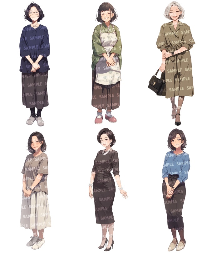 【立ち絵30点】中年|女性/差分あり(png)