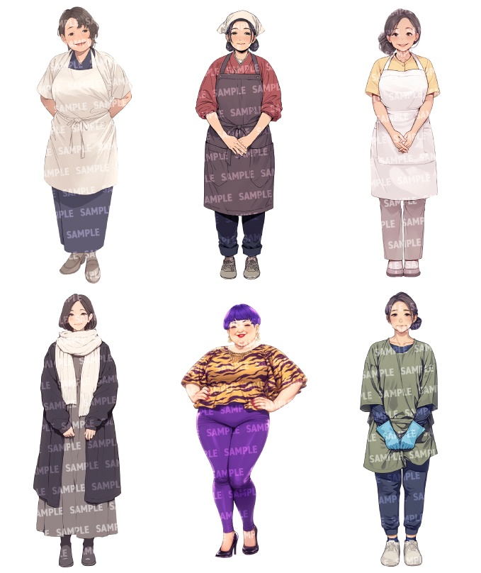 【立ち絵30点】中年|女性/差分あり(png)