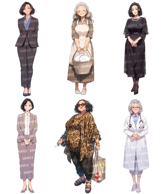 【立ち絵30点】中年|女性/差分あり(png)