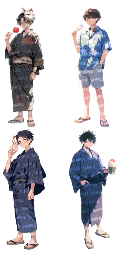 【立ち絵20点】夏服セット|男性/差分あり(png)