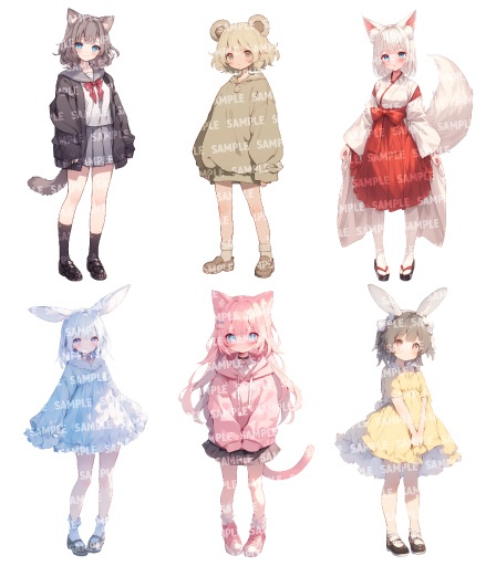 【立ち絵55点】けもみみ|女性(png)