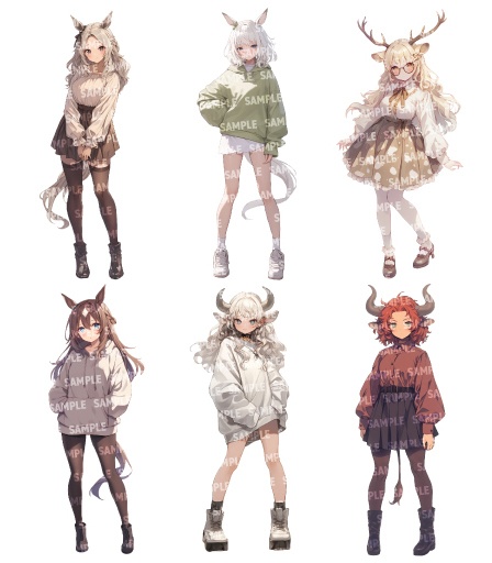 【立ち絵55点】けもみみ|女性(png)