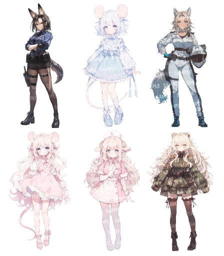 【立ち絵55点】けもみみ|女性(png)