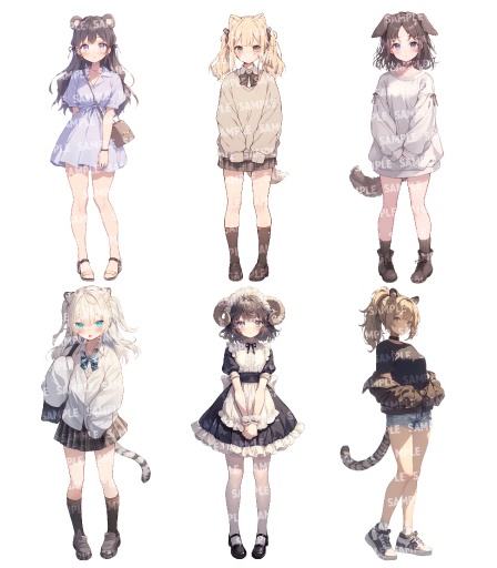 【立ち絵55点】けもみみ|女性(png)