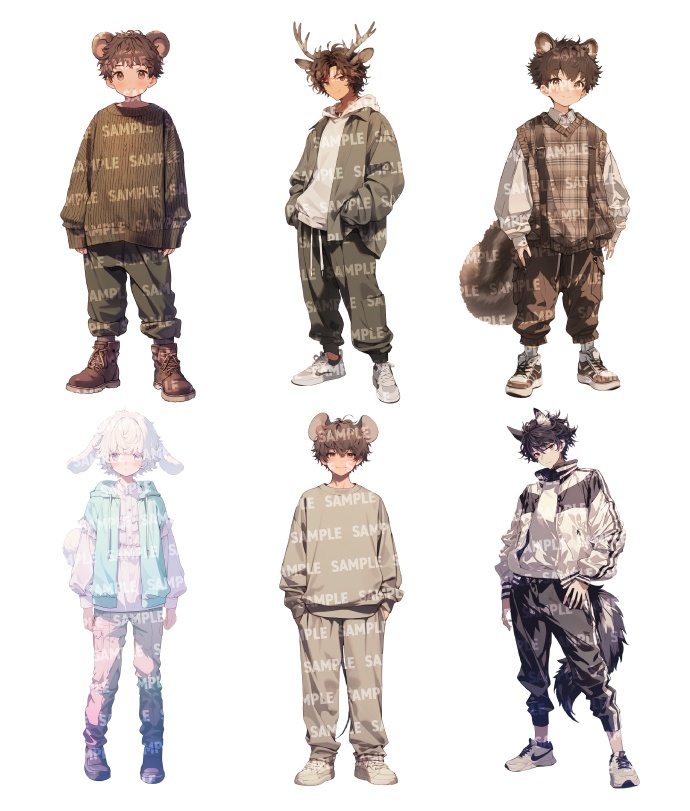 【立ち絵55点】けもみみ|男性(png)