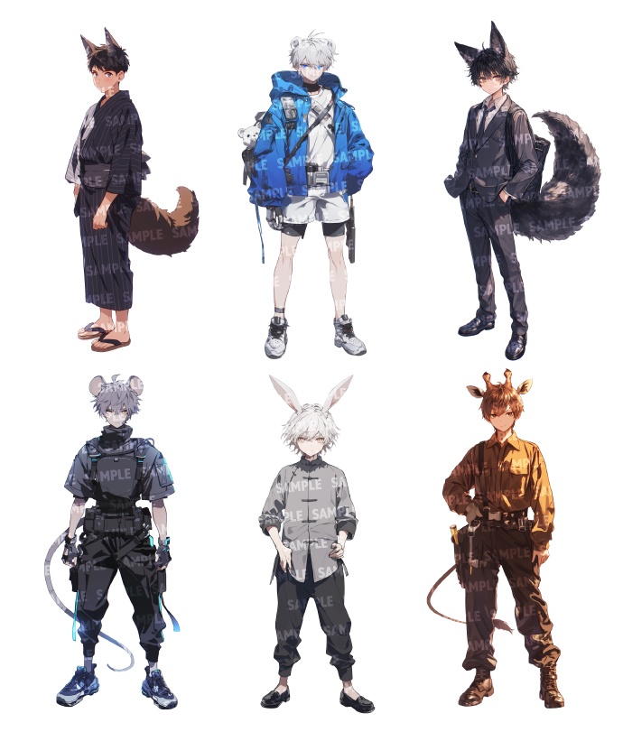 【立ち絵55点】けもみみ|男性(png)