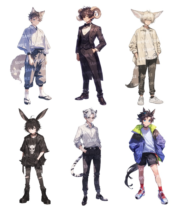 【立ち絵55点】けもみみ|男性(png)