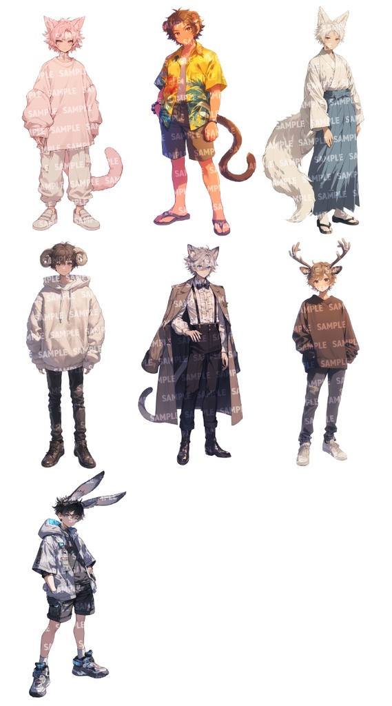 【立ち絵55点】けもみみ|男性(png)