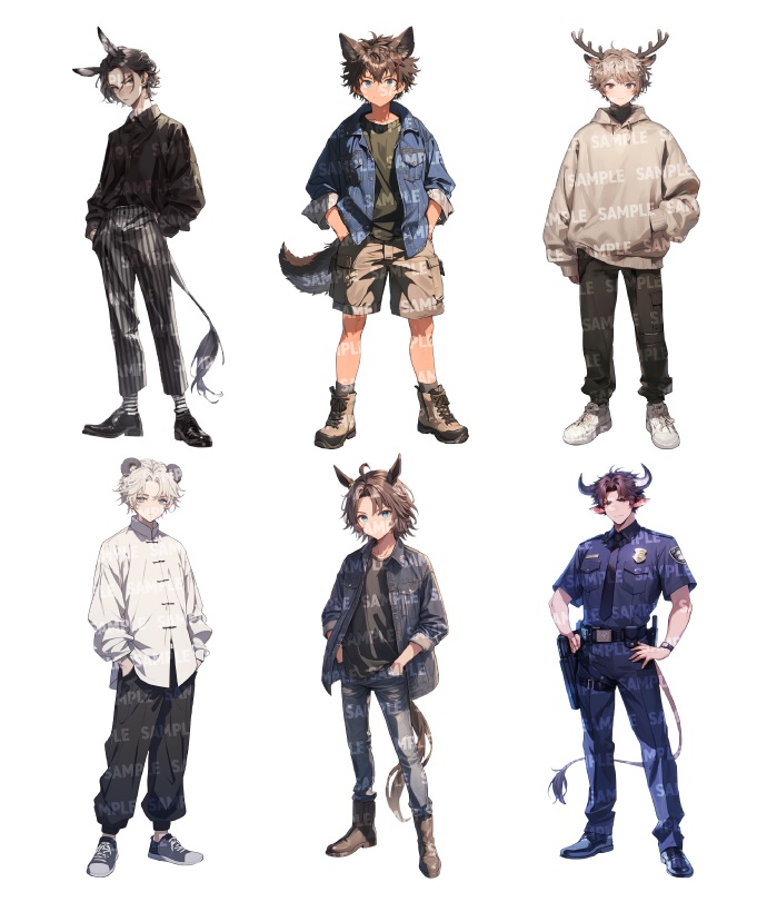 【立ち絵55点】けもみみ|男性(png)