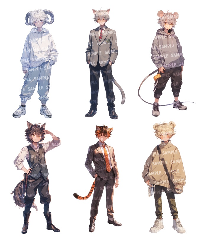 【立ち絵55点】けもみみ|男性(png)