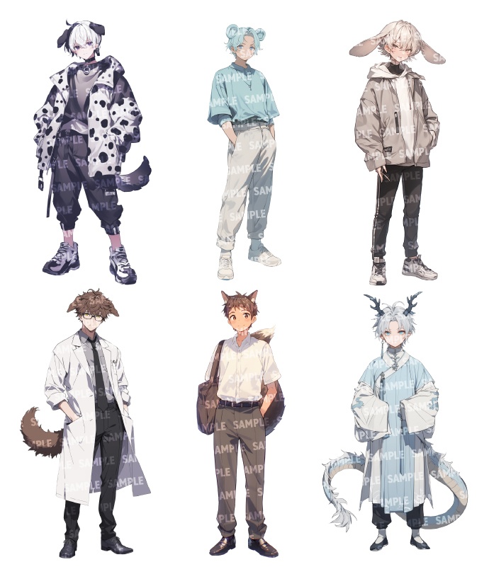 【立ち絵55点】けもみみ|男性(png)