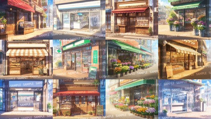 【背景150枚】現代商店街(ゲーム/TRPG/CoC/ココフォリア)