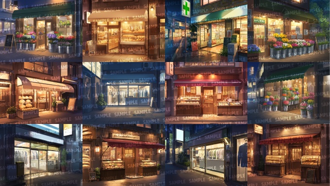 【背景150枚】現代商店街(ゲーム/TRPG/CoC/ココフォリア)