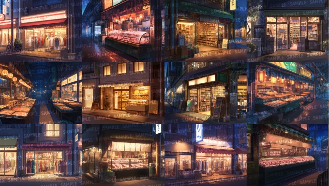 【背景150枚】現代商店街(ゲーム/TRPG/CoC/ココフォリア)