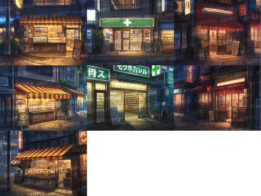 【背景150枚】現代商店街(ゲーム/TRPG/CoC/ココフォリア)