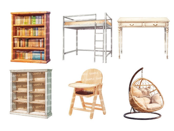 【透過素材35点】家具(png)