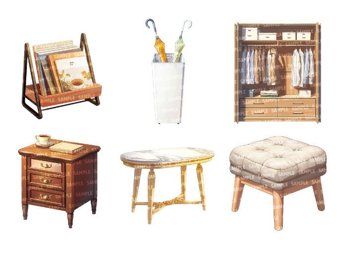 【透過素材35点】家具(png)