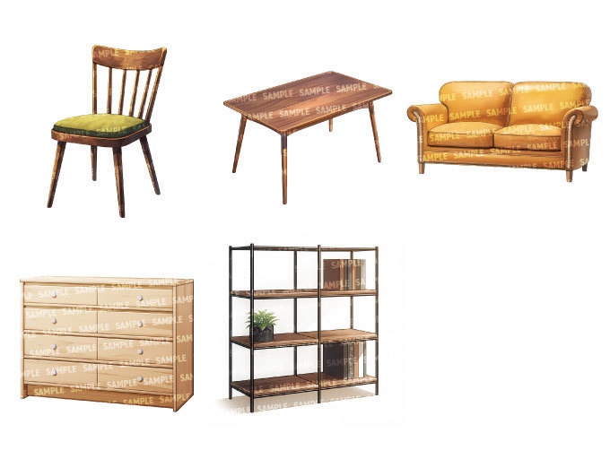 【透過素材35点】家具(png)