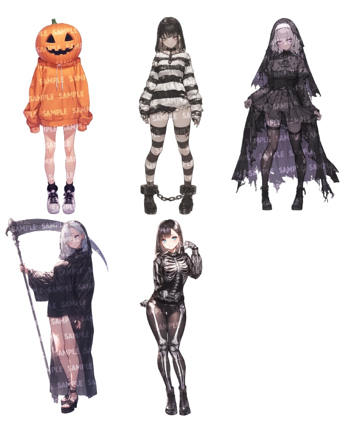 【立ち絵20点】ハロウィン仮装|女性(png)