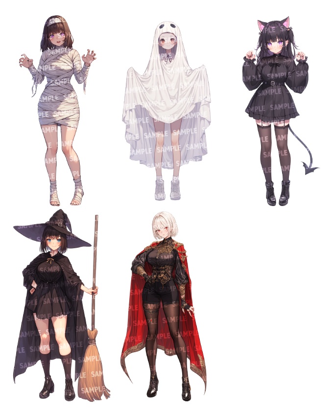 【立ち絵20点】ハロウィン仮装|女性(png)