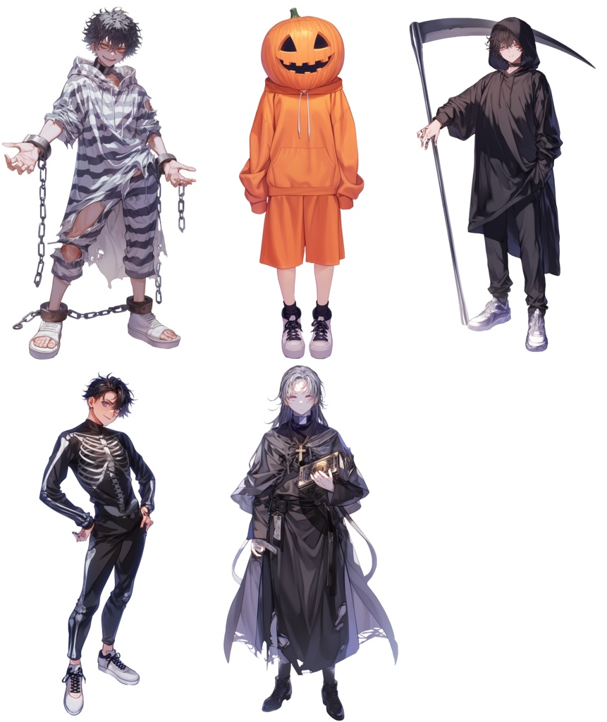 【立ち絵20点】ハロウィン仮装|男性(png)