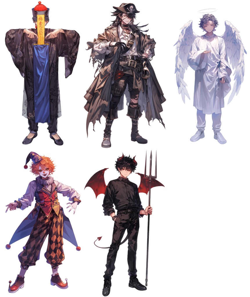 【立ち絵20点】ハロウィン仮装|男性(png)