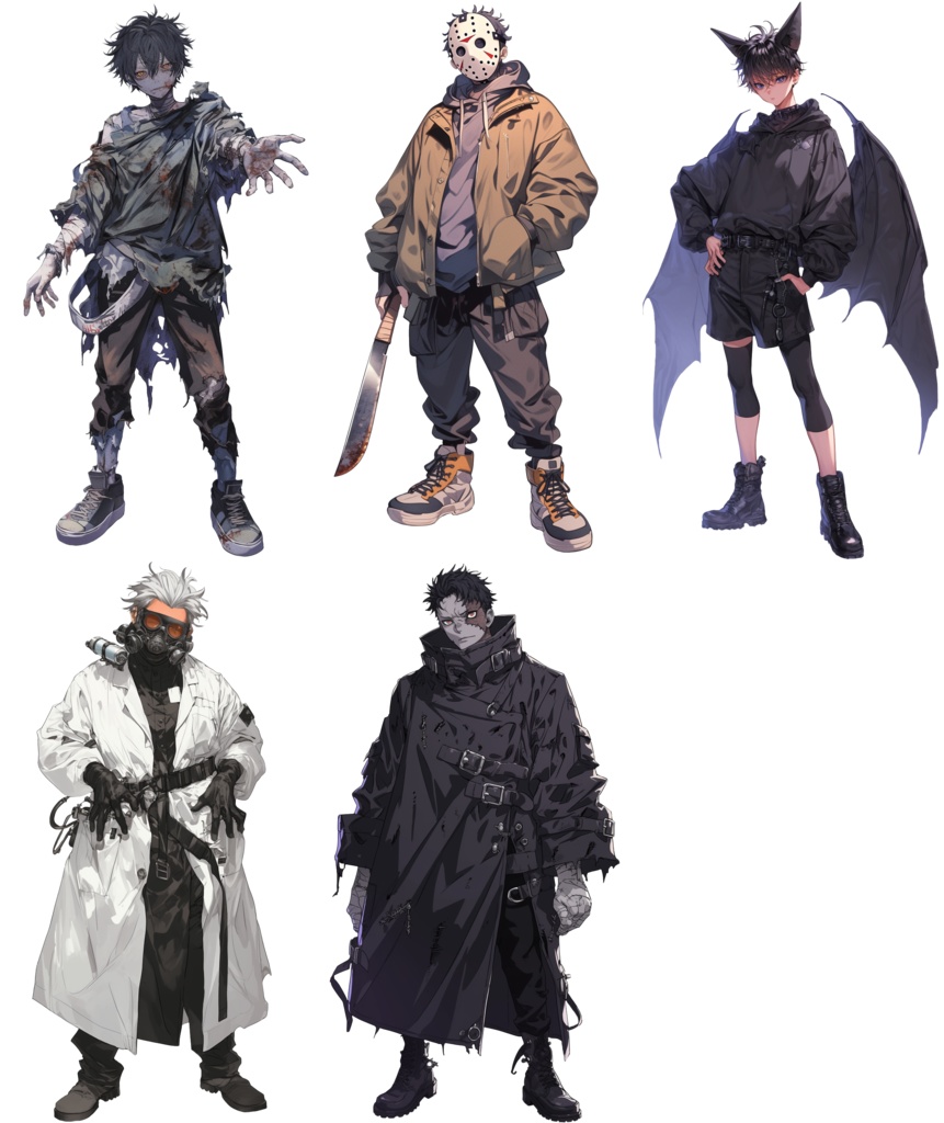 【立ち絵20点】ハロウィン仮装|男性(png)