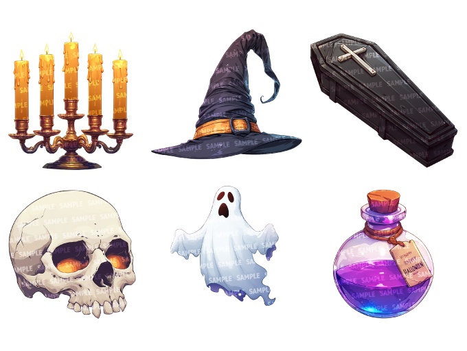 【透過素材30点】ハロウィンアイテム(png)