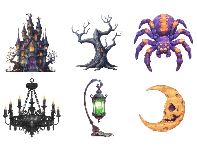 【透過素材30点】ハロウィンアイテム(png)