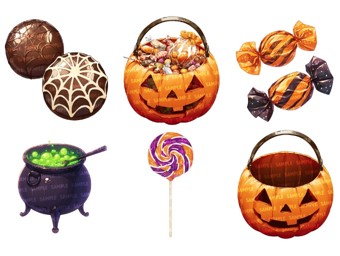 【透過素材30点】ハロウィンアイテム(png)