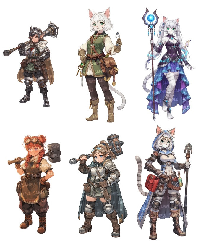 【立ち絵60点】ファンタジー(人外)|女性(png)