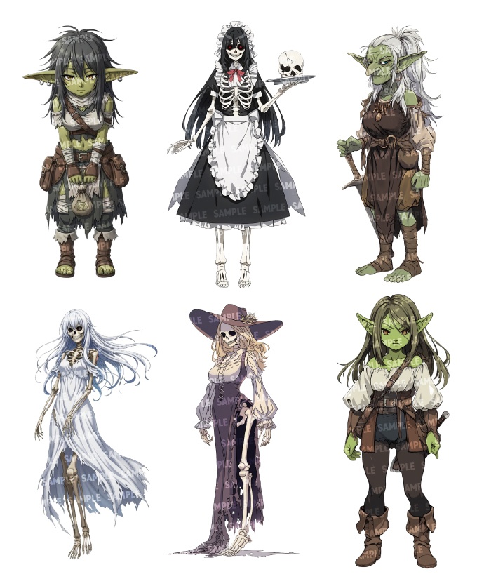 【立ち絵60点】ファンタジー(人外)|女性(png)