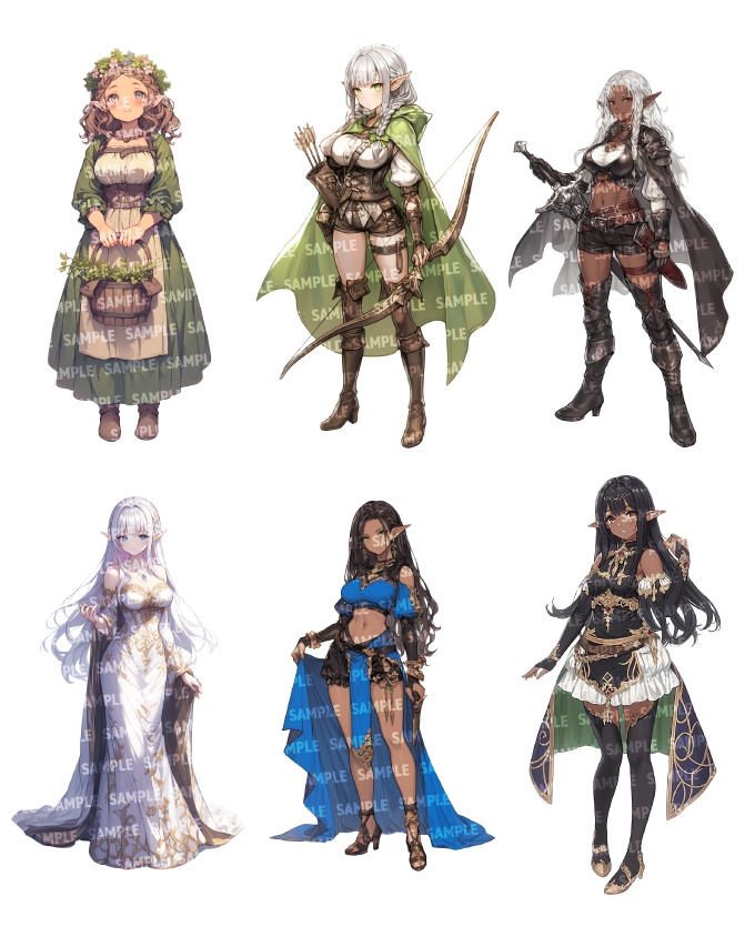 【立ち絵60点】ファンタジー(人外)|女性(png)