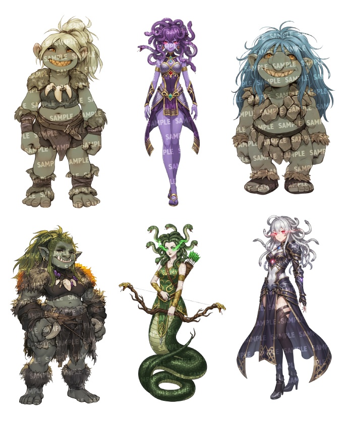 【立ち絵60点】ファンタジー(人外)|女性(png)