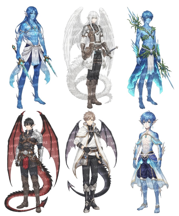 【立ち絵60点】ファンタジー(人外)|男性(png)