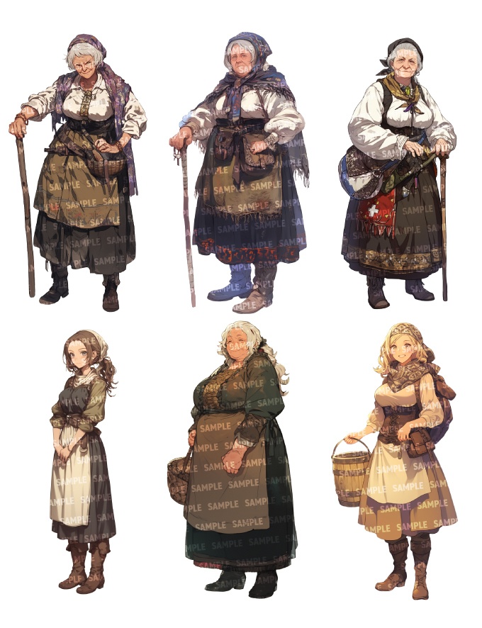 【立ち絵30点】ファンタジー(村人)|女性(png)
