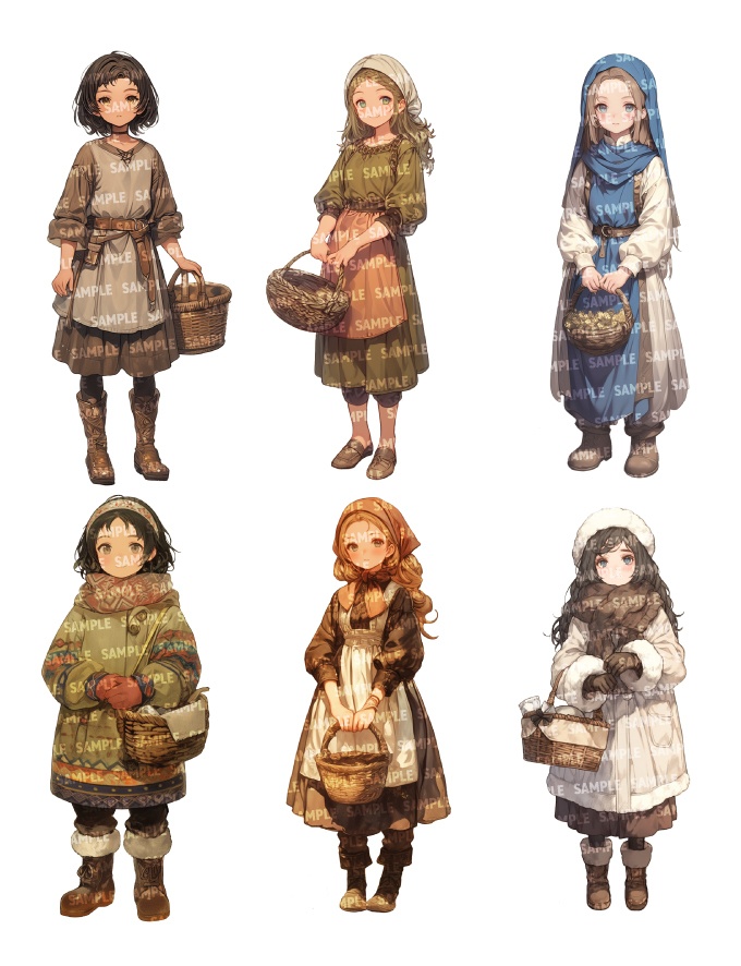 【立ち絵30点】ファンタジー(村人)|女性(png)