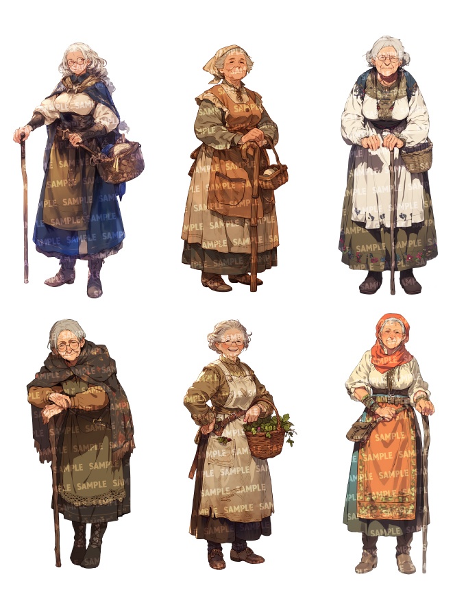 【立ち絵30点】ファンタジー(村人)|女性(png)