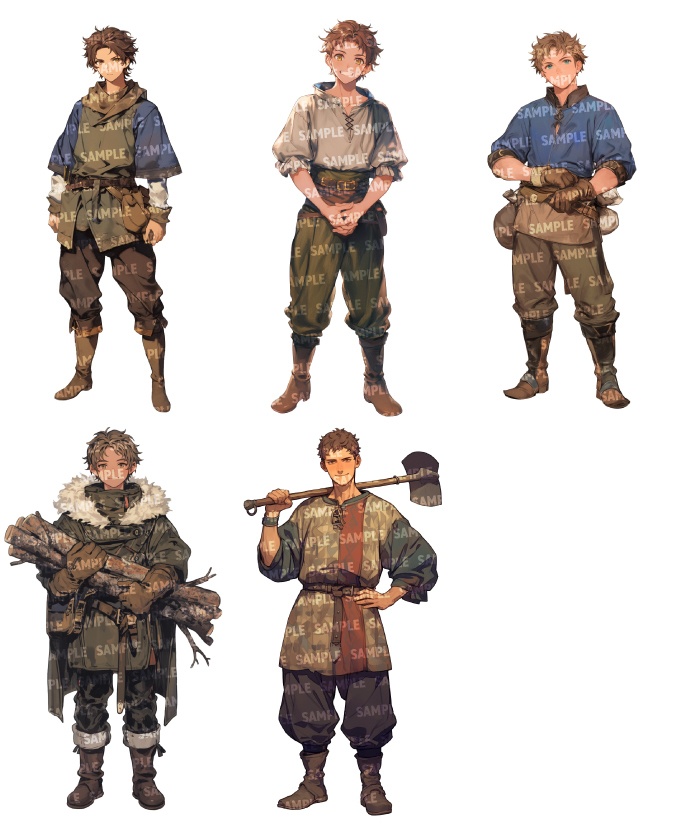 【立ち絵30点】ファンタジー(村人)|男性(png)